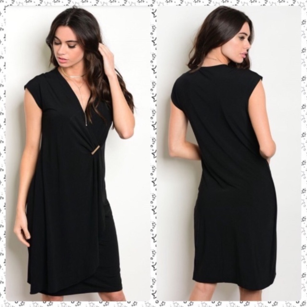 NWOT Little Black Dress Chic Faux Wrap by Gilli, size Small 4, 6 Boutique V Neck